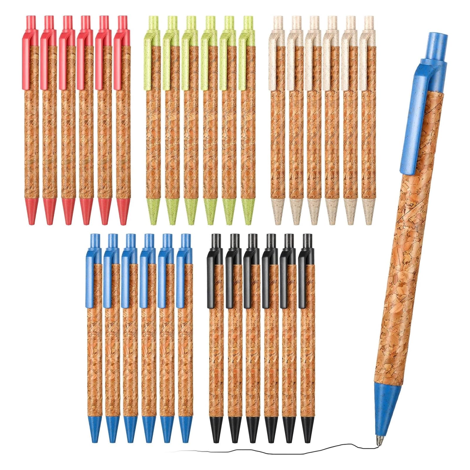 30 pièces Stylo Bois lot, Stylo en bois personnalisé, cadeaux adaptés à la vie quotidienne au bureau et à la maison