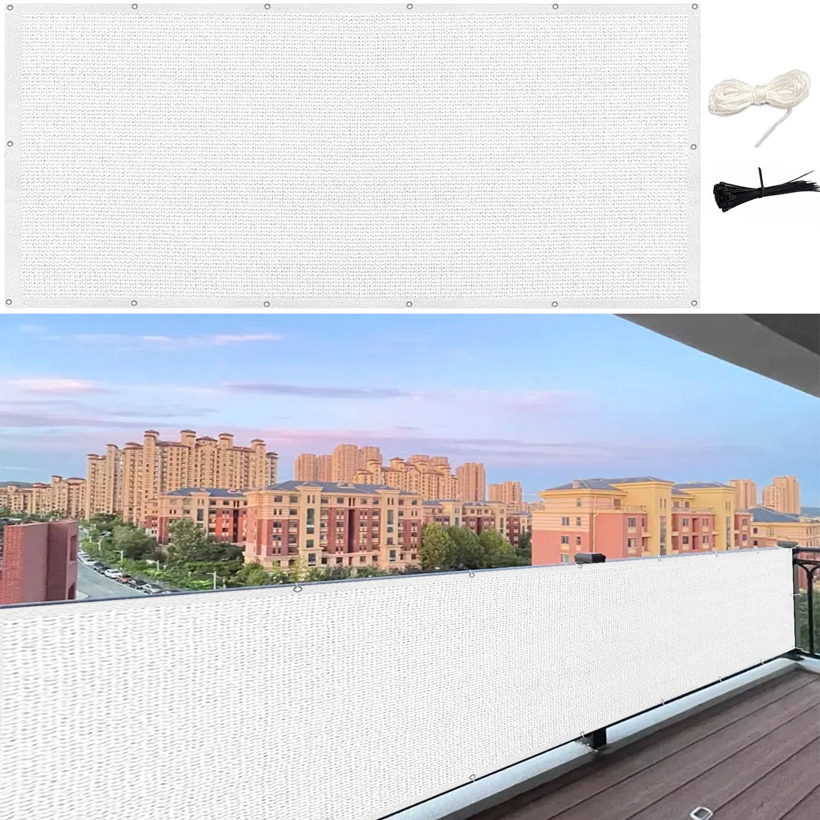 Brise vue balcon occultant blanc pour stopper le vis-à-vis et le vent
