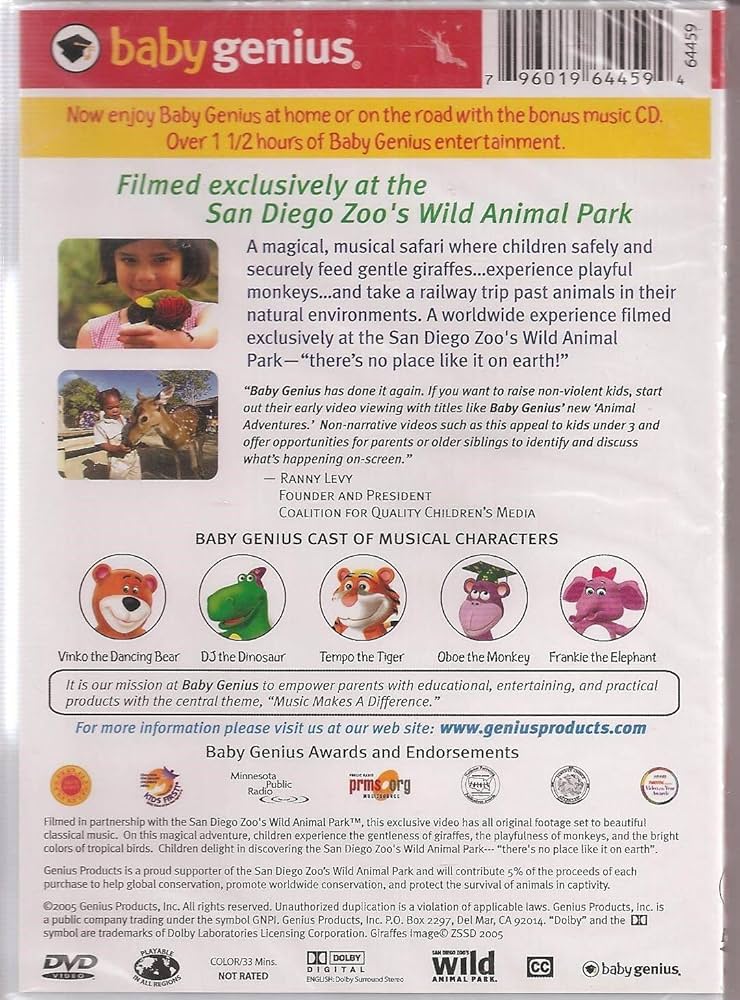 Amazon.com: Baby Genius Animal Adventures DVD w/Bonus Music