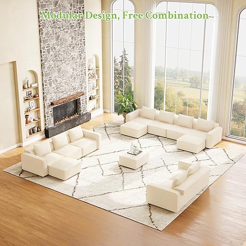 Miniatura 6 de Sofá modular seccional, cómodo sofá de nube de 103 pulgadas, sofás seccionales para sala de estar, sofá moderno en forma de L con otomana móvil,