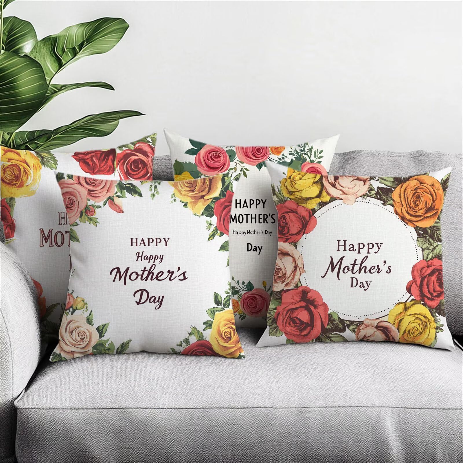 Festa della mamma Cuscini per Divano Esterno Giardino Rosa Cuscini 70x70cm Grandi Copricuscini per Divani Impermeabili Linoi Cushion Covers per Interno/Esterno Balcone Estate Regalo,Set di 4 BZ-8