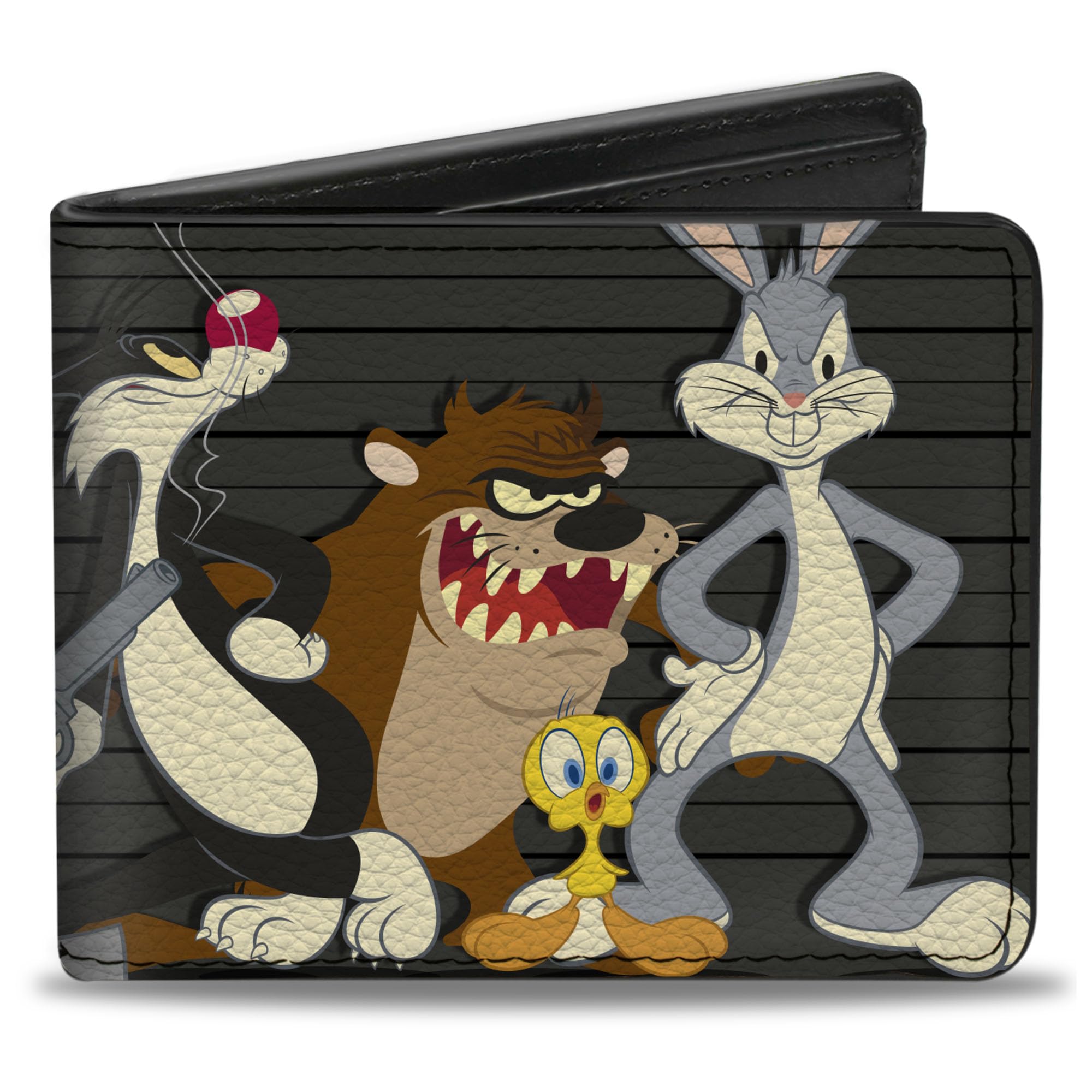 Buckle-Down Men's Pu Bifold - Looney Tunes, Black, 4.0 x 3.5 US, Black