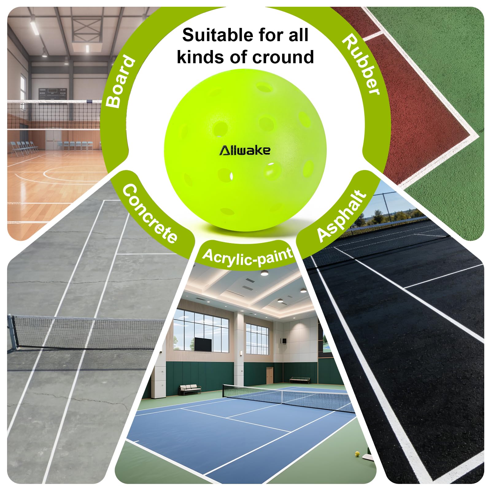 Pickleball-Bälle, rissfest, 40 Löcher, hohe Sprungkraft, perfekt ausbalanciert, langlebige Pickleballs für drinnen und draußen, 3 Stück