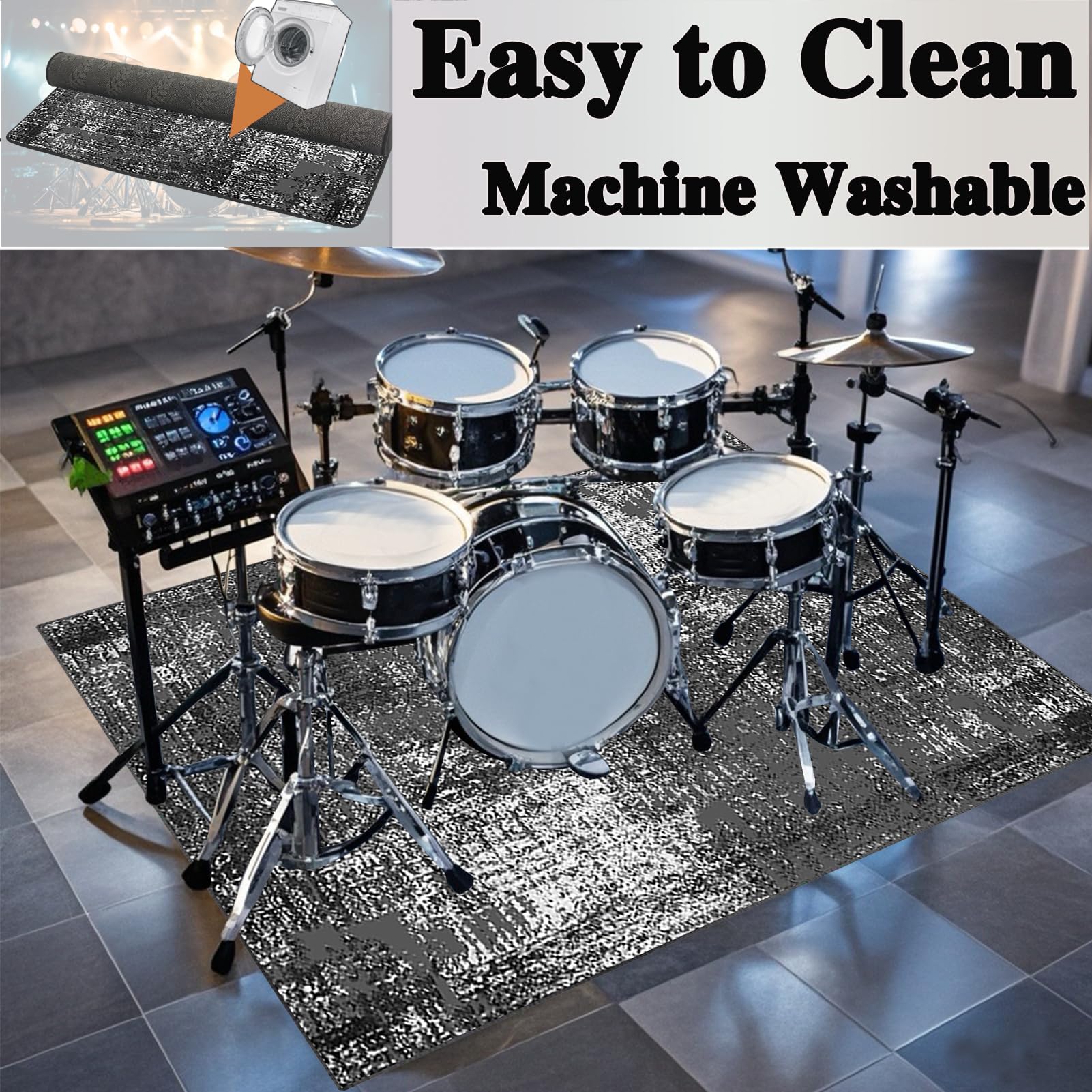 Insonorizzato Tappeto Drum Carpet per Batterie Acustica elettroniche 230 x 180 cm