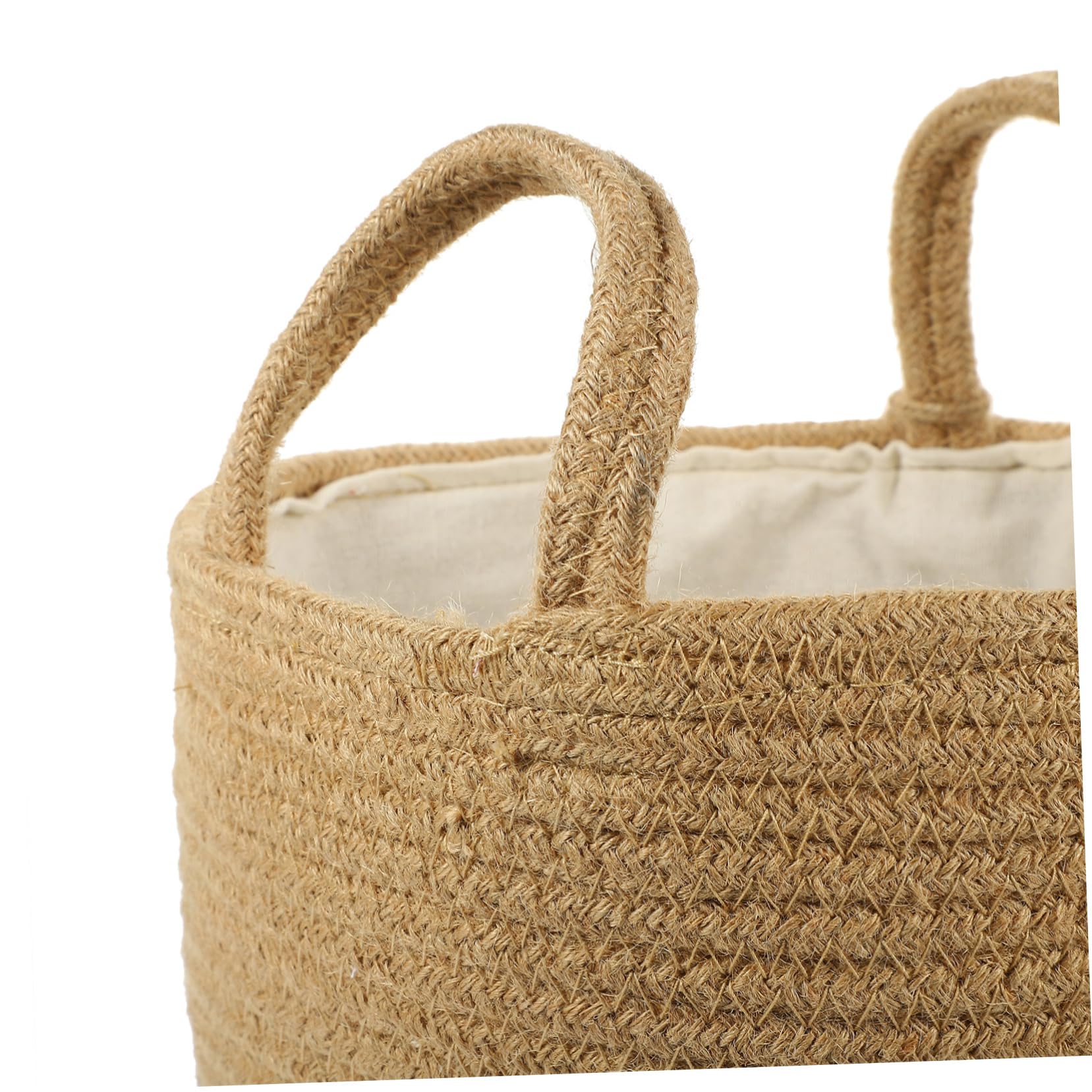 Cesto de Almacenamiento con Asa Cesta Tejida de Cuerda con Forro Cuentas de Madera Organizador Versátil para Ropa Snacks y Objetos Domésticos