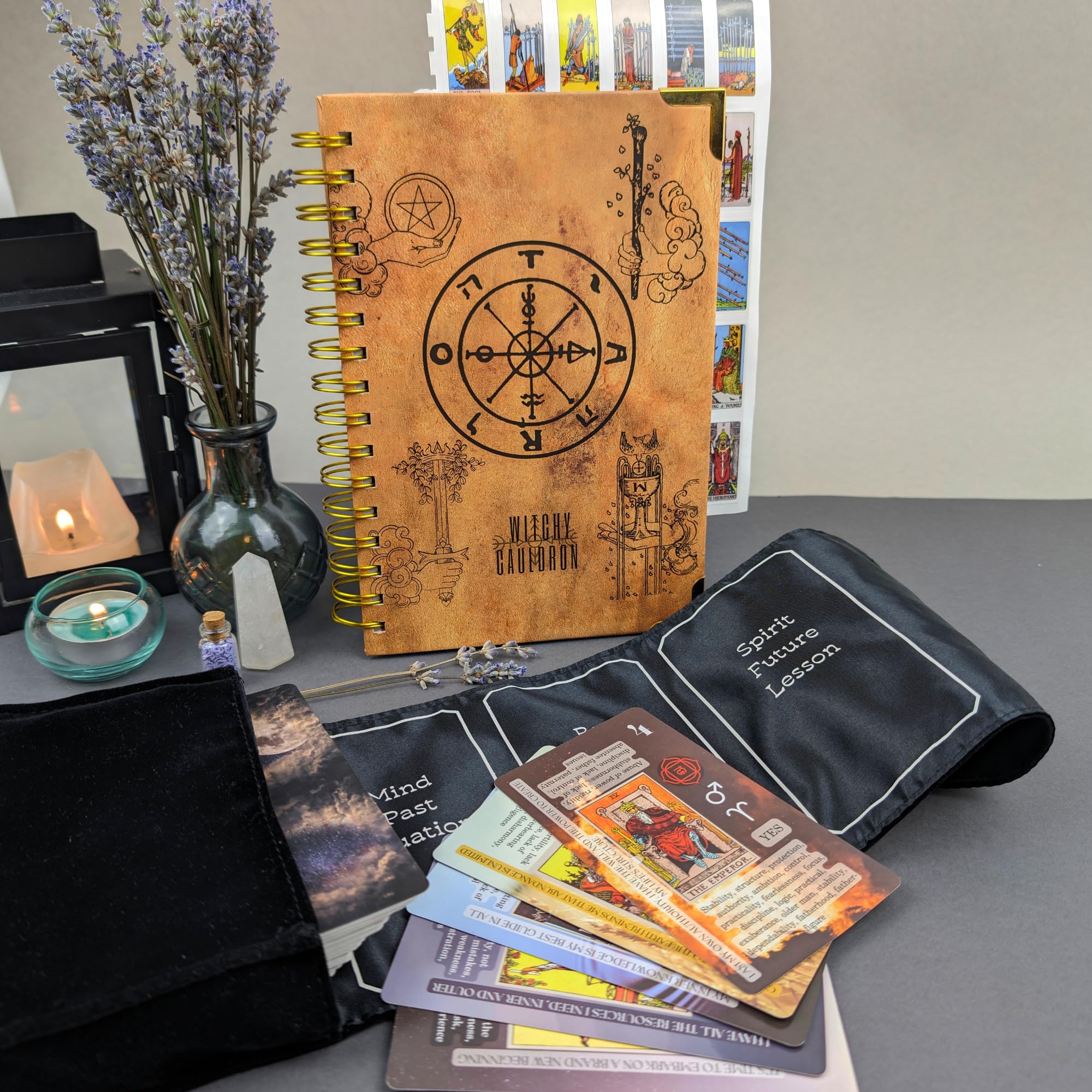 Witchy Cauldron Tarot Cards for Beginners with Guidebook, 78 Card Rider Waite Tarot Deck, Tarot Journal, Satin Tarot Bag - Image 4