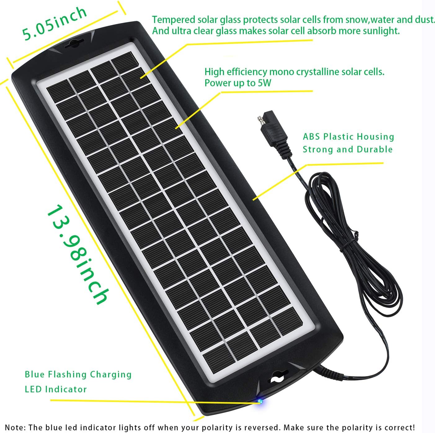 Buy Sunway Solar Car Battery Trickle Charger Maintainer 5w Solar Panel Power 12v Charger Kit Portable Waterproof For Automotive Rv Marine Boat Truck Motorcycle Trailer Tractor Powersports Snowmobiles Online In Indonesia