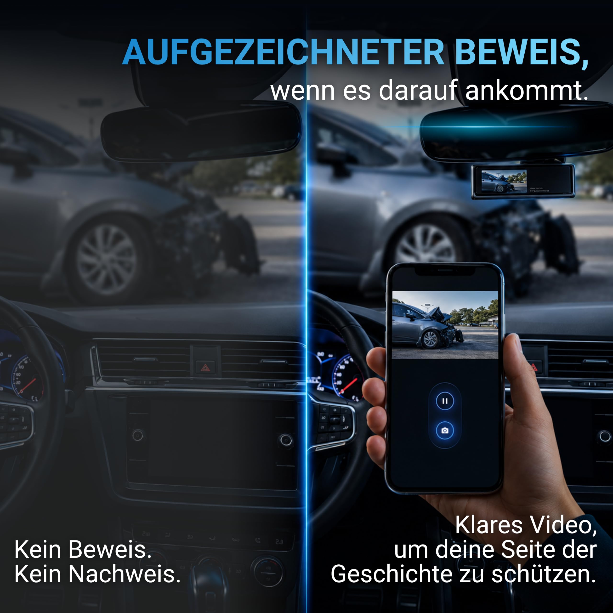 AutoSky 2K Dashcam Auto Kamera mit WLAN, G-Sensor, Loop-Aufnahme, Nachtsicht, 32GB SD-Karte, Weitwinkel Dash Cam fürs Auto