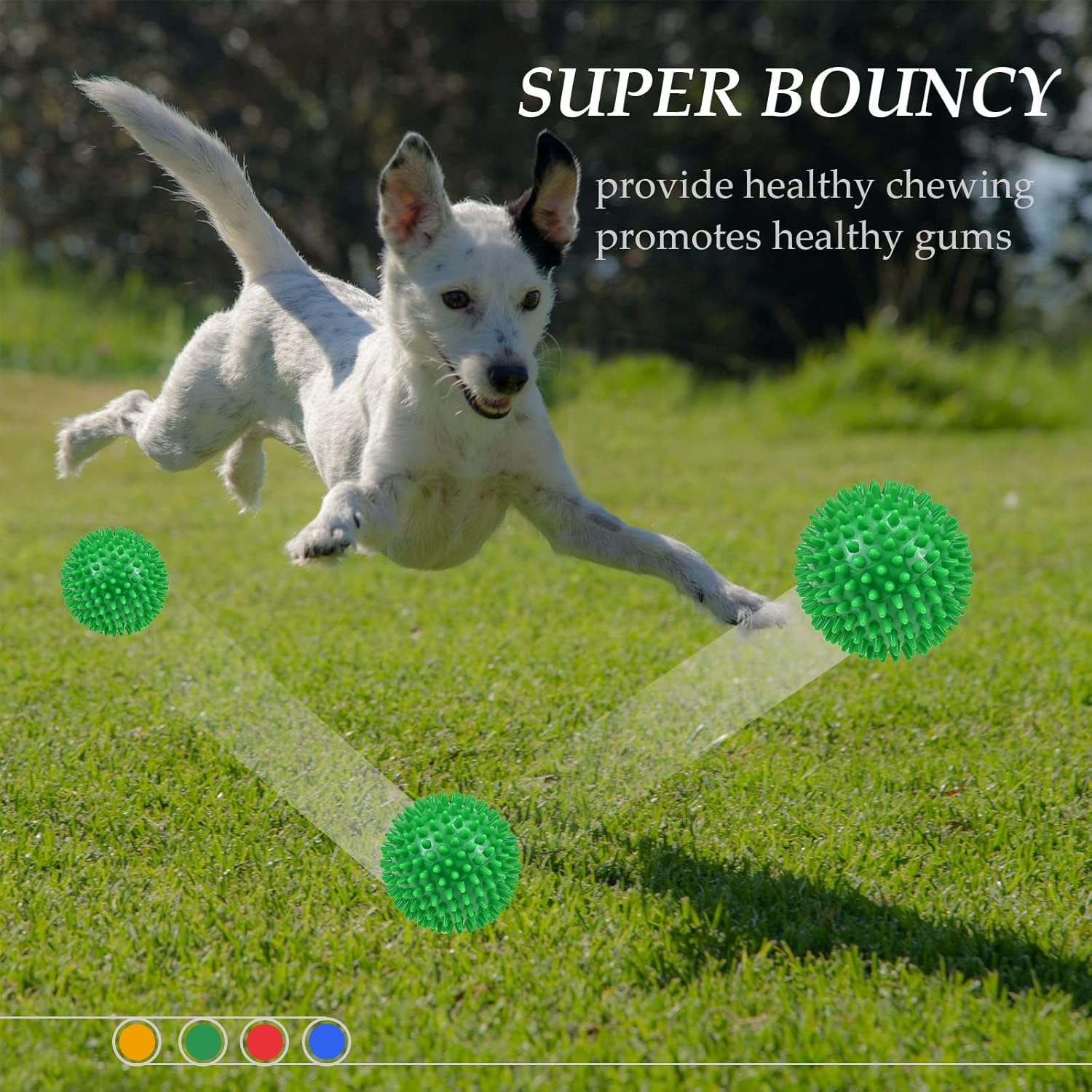 Dog Balls 4.5” Squeaky Dog Toys Spikey Dog Ball for Aggressive Chewers Heavy Duty Teething Large Medium Durable Dogs Balls (4 Pack)