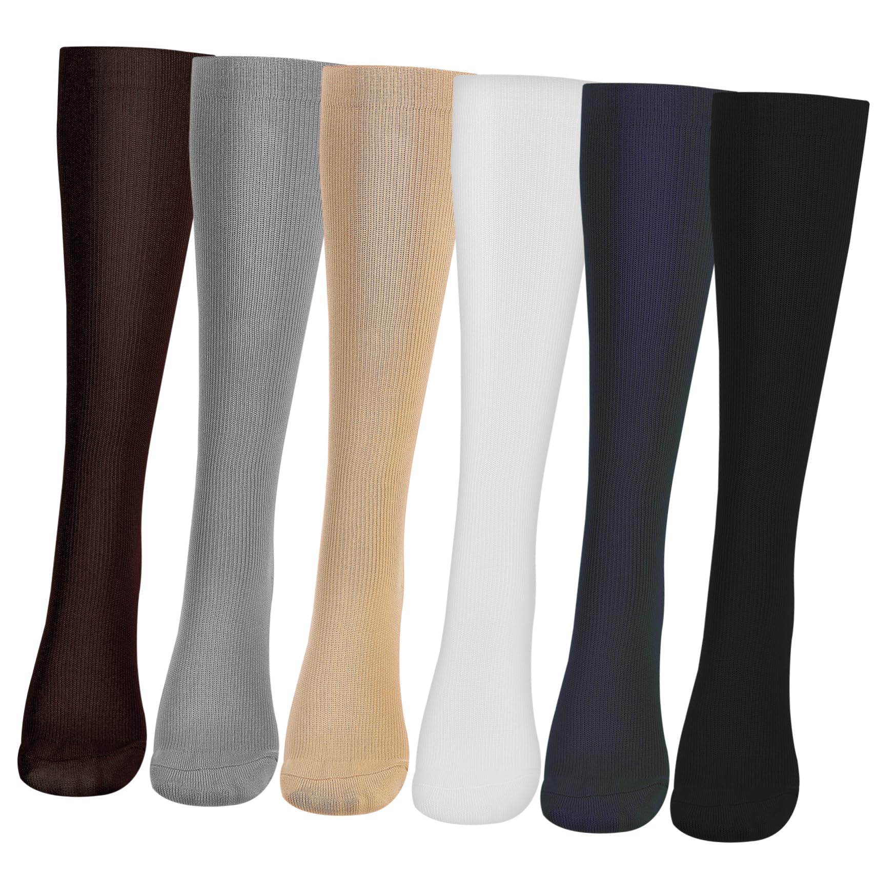 HOODANCOS 6Pairs Unisex Compression Sports Socks Thigh High Athletic Stockings S Breathable Sweat Absorbing for Athletes Travelers Comfortable Fit for All Day Wear