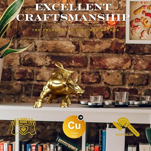 Miniatura 6 de Figura de toro de latón  Decoración artística de toro de pared, figura de torovacabuey de bronce, estatuas y esculturas para decoración del hogar y