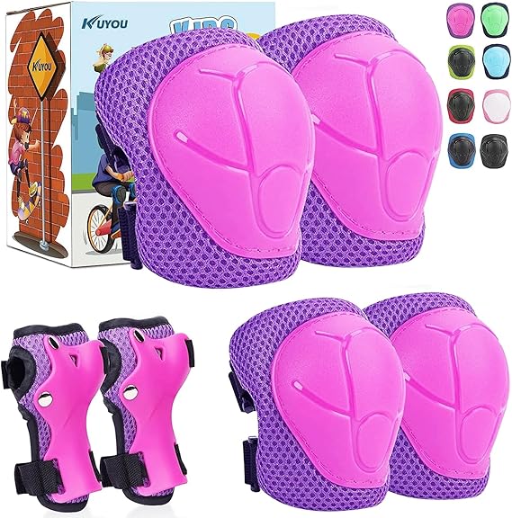 KUYOU Kids Knee Pads Elbow Pads Guards Protective Gear Set Safety Gear for Roller Skates Cycling BMX Bike Skateboard Inline Skatings Scooter Riding Sports.