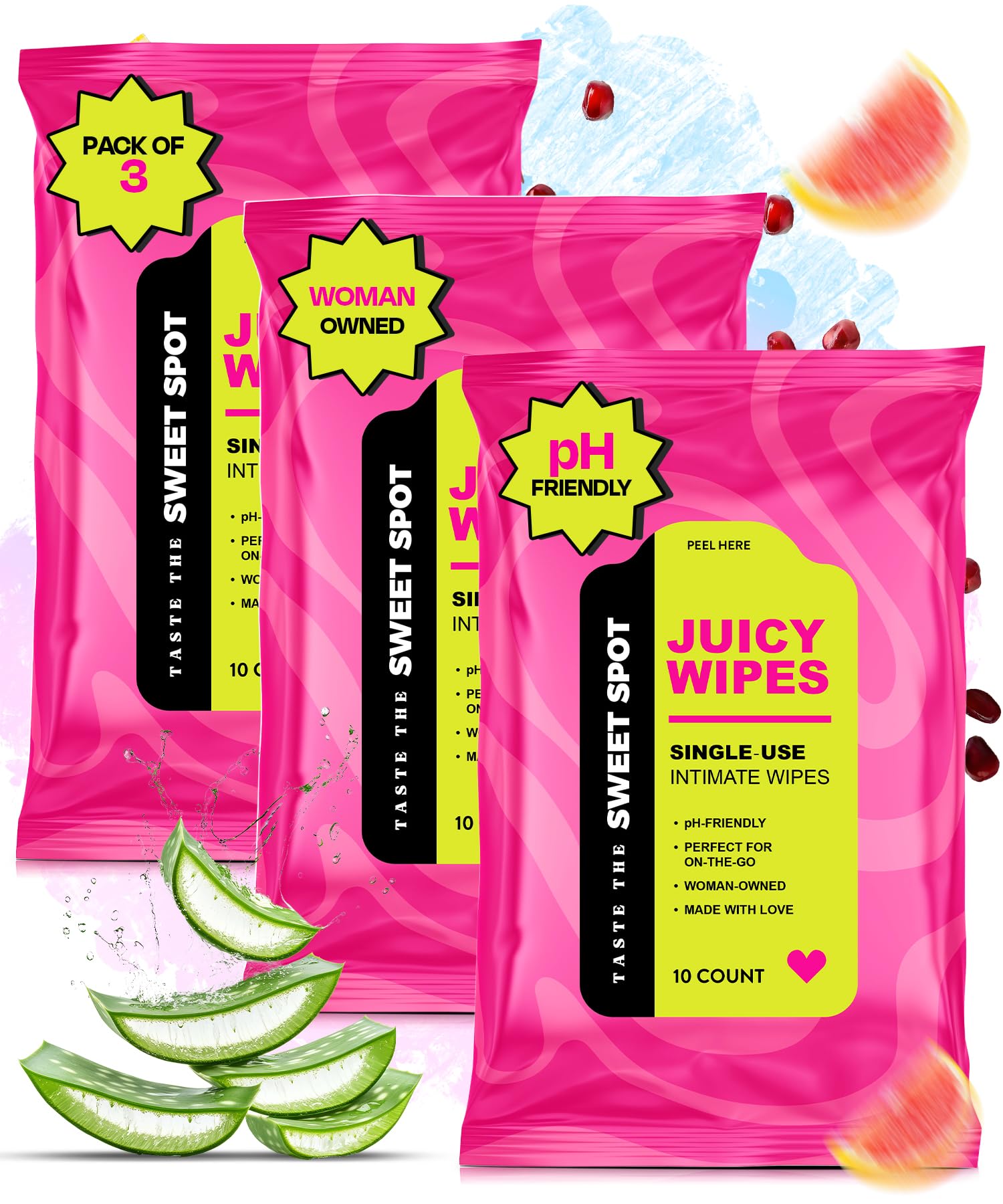 SWEET SPOT Flushable Feminine Wipes for Odor Control, pH Balance - Paraben-Free & Vegan, Intimate Wipes with Aloe Vera & Botanical Extracts - Ideal