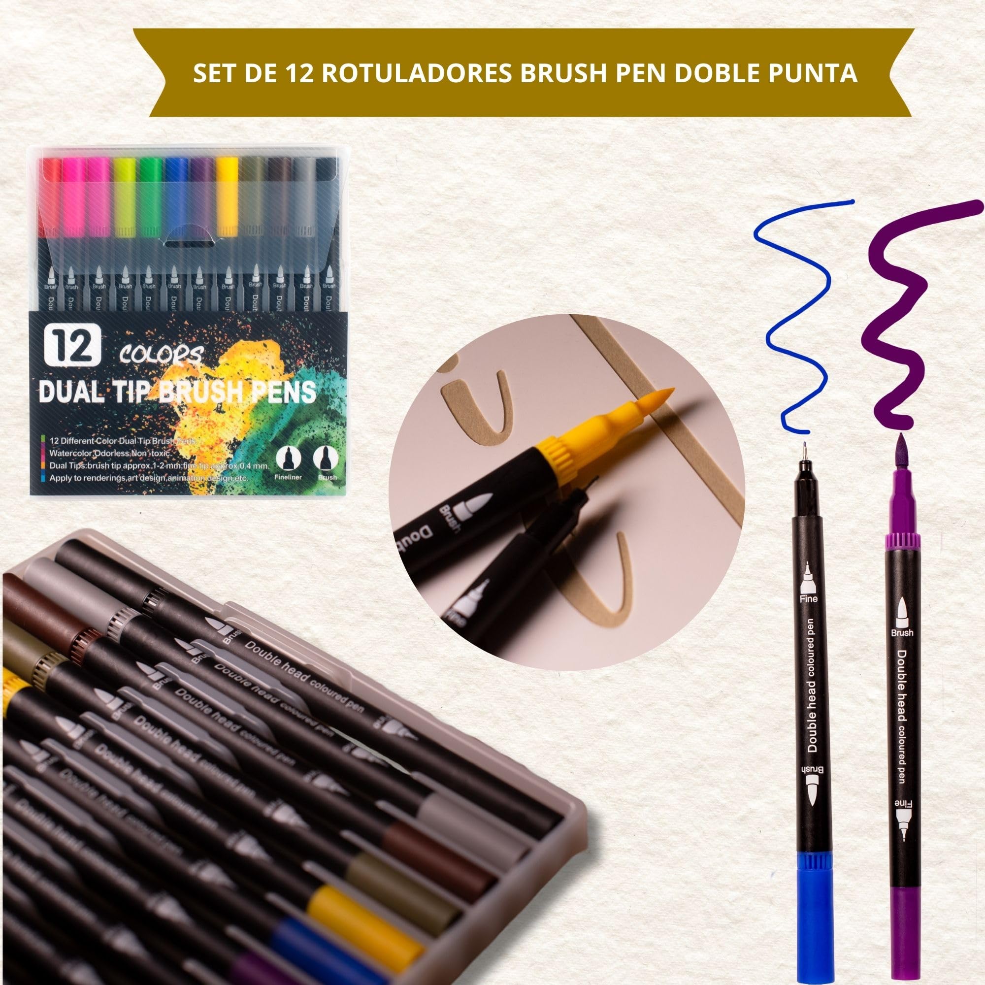 Winund Kit Lettering et Calligraphie pour Débutants et Adultes – Set Complet avec Feutres de Lettering et Cahier d’Exercices – Idée Cadeau Créative (FRANÇAIS)