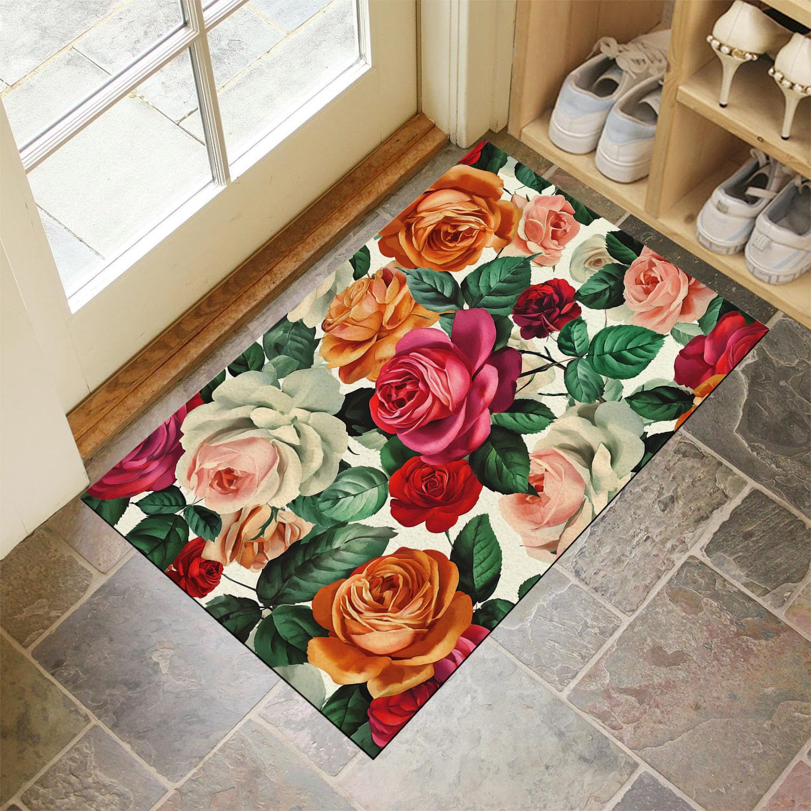 Tapis vert foncé 90x150cm en fausse laine lavable pour l'entrée