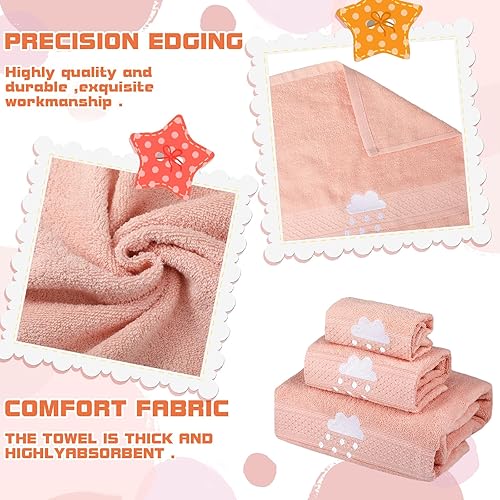 Miniatura 10 de VitalCozy Juego de 6 toallas de baño para niños, juego de toallas decorativas de algodón suave y absorbente, incluye 2 toallas de baño, 2 toallas de