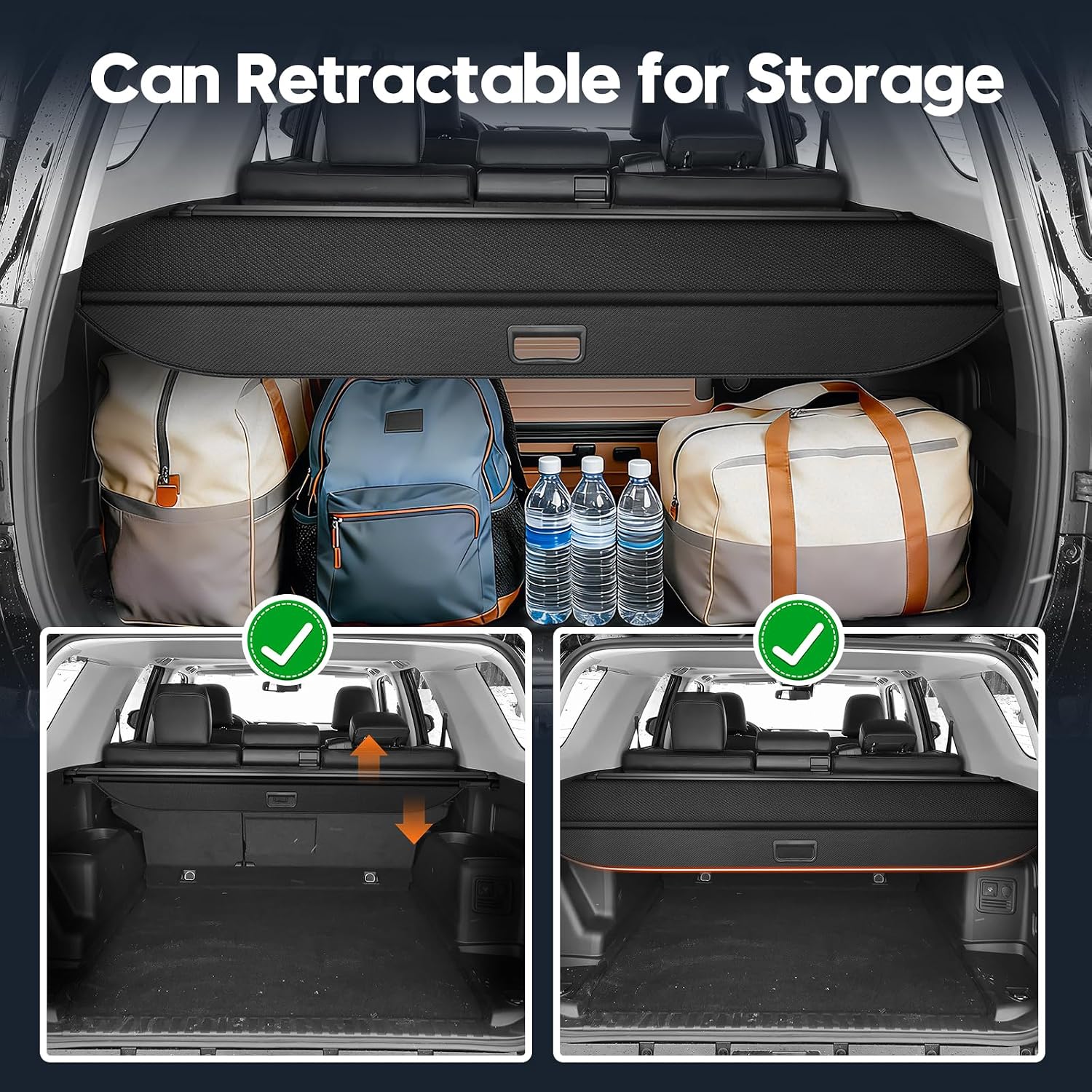 Powerty Retractable Cargo Cover for Toyota 4Runner 2010-2024, Carbon Fiber Texture Trunk Cover Privacy Screen Rear Security Shade for 4Runner Accessories