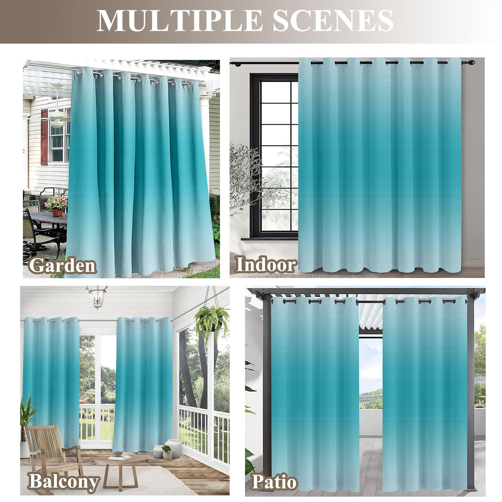 Hiseng Rideaux Extérieur Imperméable, Motif Plante Feuilles 3D Rideau Occultant Isolant Thermique 2 Pieces Rideau d'Extérieur pour Pergola Terrasse avec Oeillet (137x243cm,Plumeria)