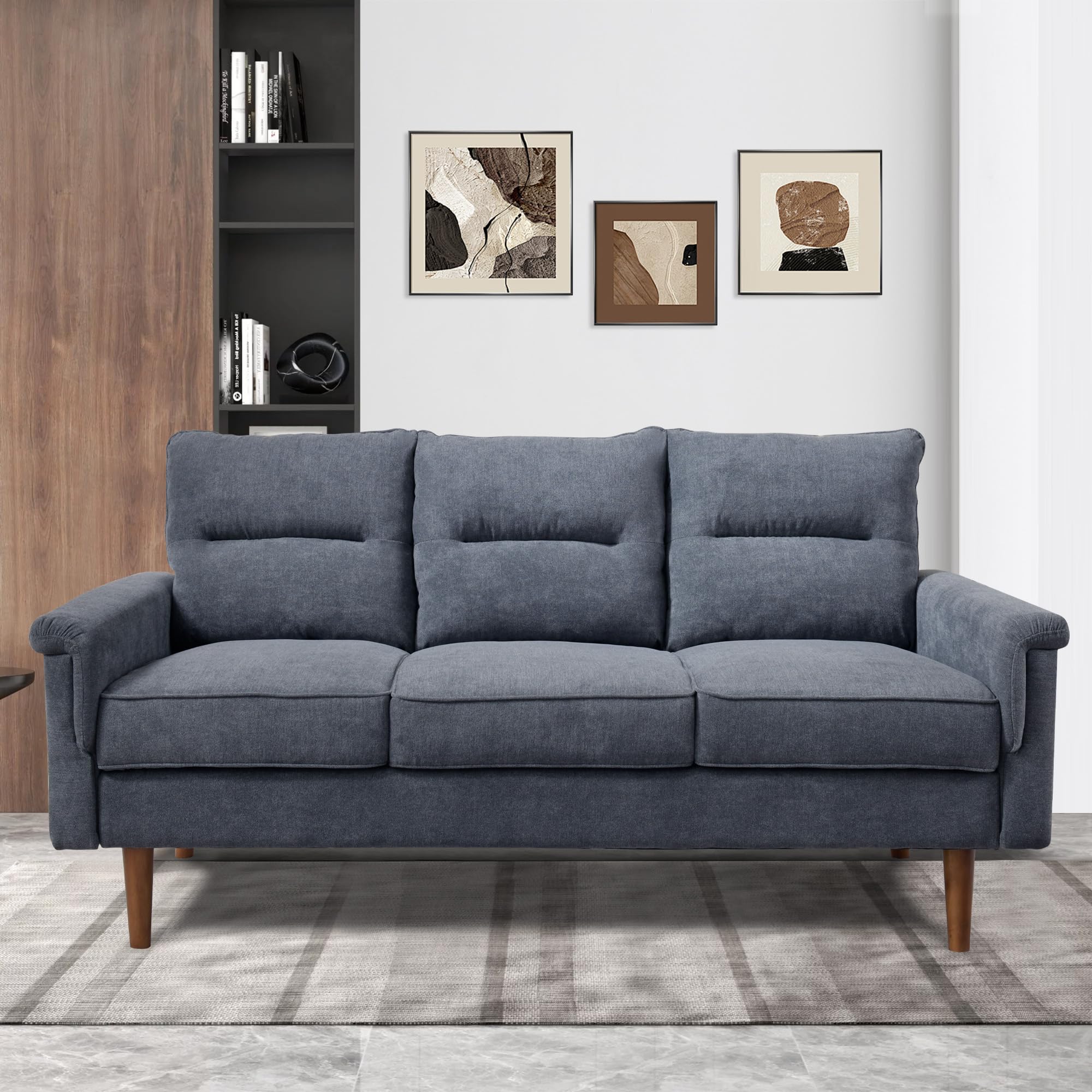 XIZZI 71" Grey 3 Seater Sofa Couches for Living Room,Mid-Century Modern Sofa,Comfortable Deep Seat Couch,Small Loveseat Sofa for Apartment Bedroom Office Small Space (Grey)