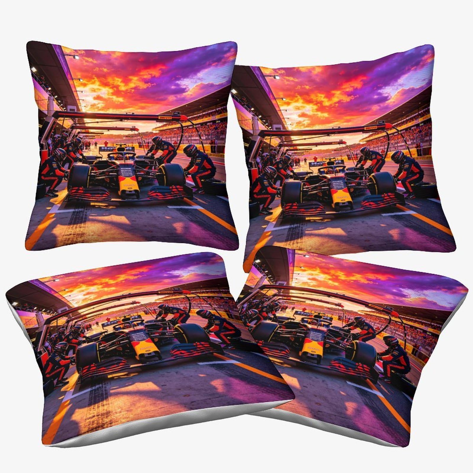 Dafufbw Formulaa Racing-8 Formulaa Racing Cushion Covers 50X50cm, 4Pcs, Pit Stop Throw Pillow Covers Decorative Pillows Covers For Sofa Bed Livingroom