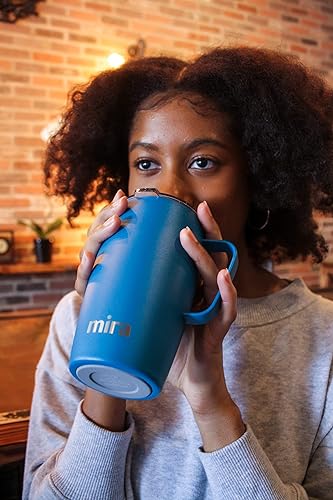 Miniatura 4 de MIRA Taza de café aislada de 18 onzas con asa y tapa, apta para portavasos, acero inoxidable, iris