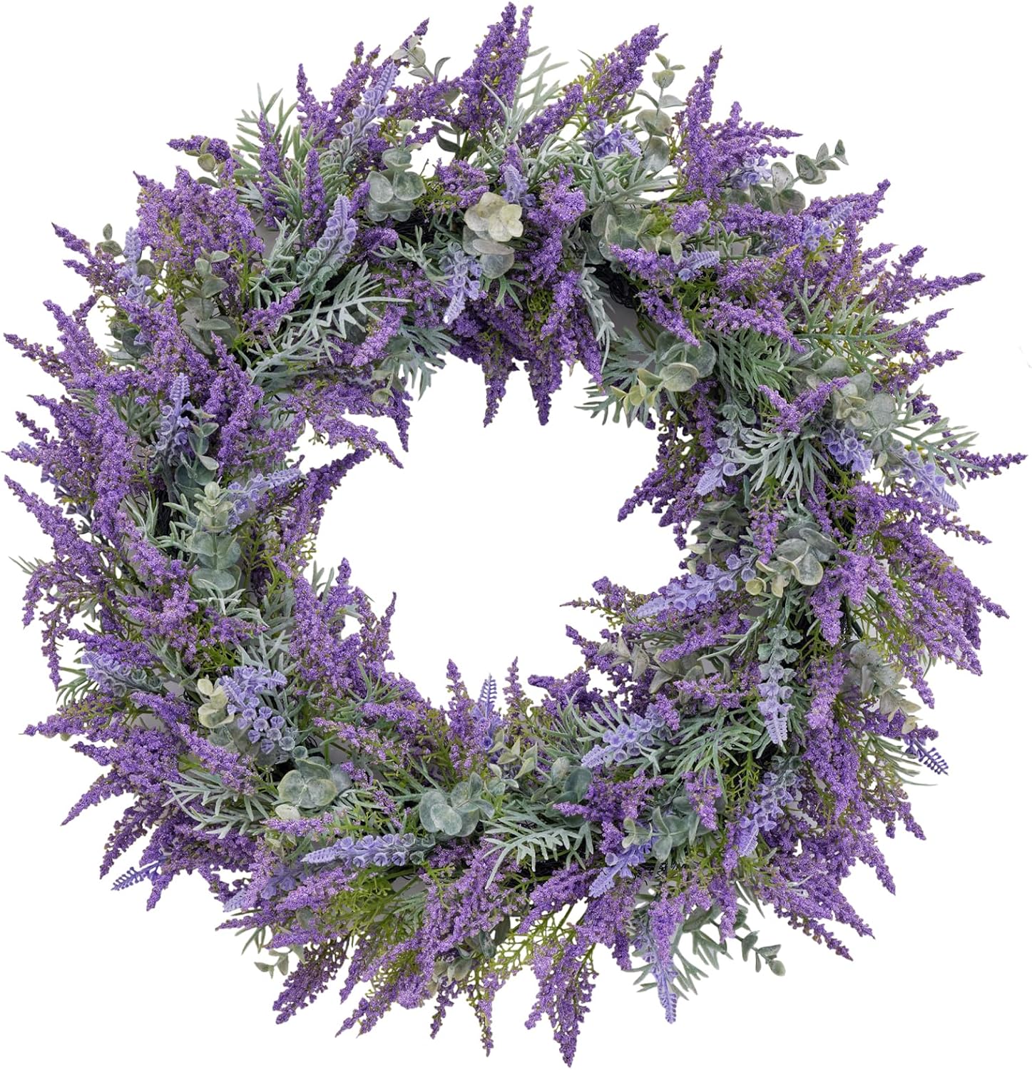 Purple Lavender Wreaths for Front Door, 20 Inch Artificial Lavender Wreath for All Season Fall and Winter, Front Door Fall Wreath Decor for Outdoor Home Party Wedding Wall Window Porch