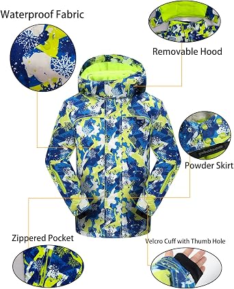PHIBEE Big Boy's Waterproof Breathable Snowboard Ski Jacket