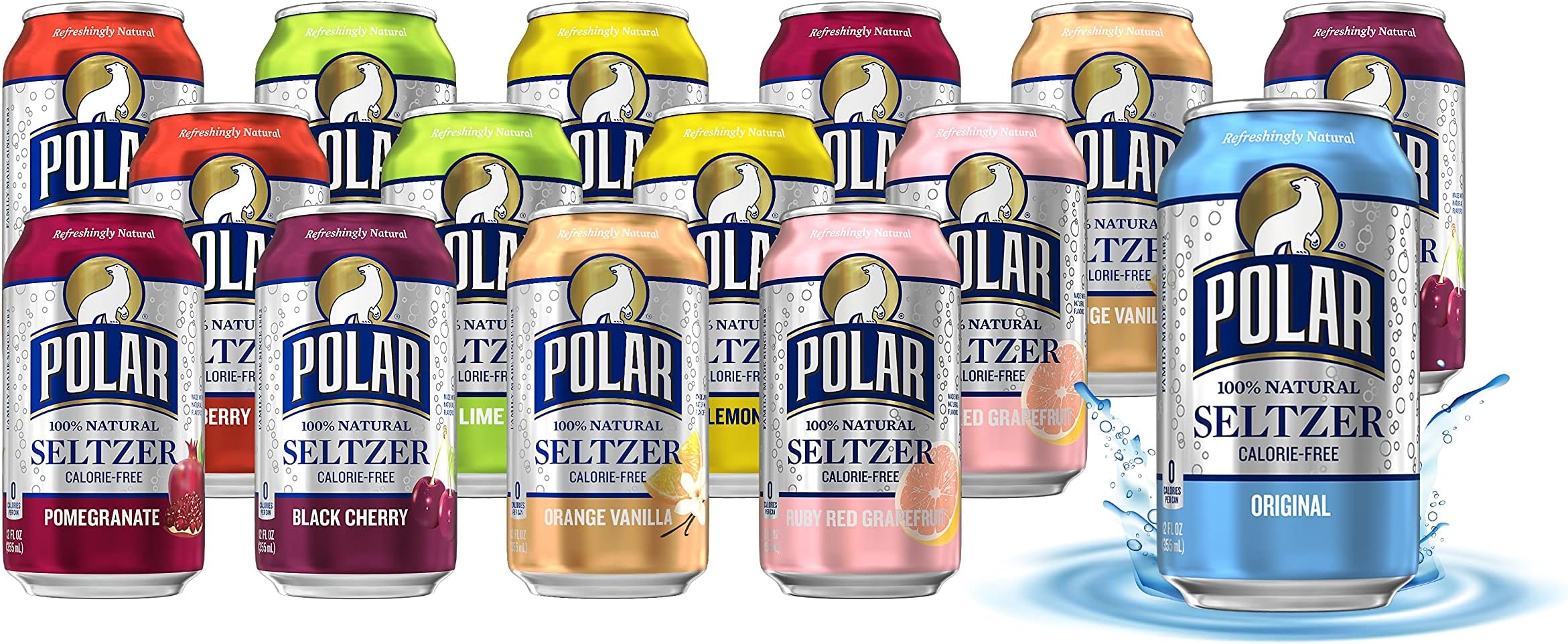 Beverages All Flavor Variety Pack | Carbonated Flavored Sparkling Water, 12 Fl Oz Cans, Natural Flavors | Pack of 15