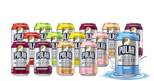 Polar Beverages Paquete variado de todos los sabores, agua con gas carbonatada, latas de 12 onzas líquidas, sabores naturales, paquete de 15