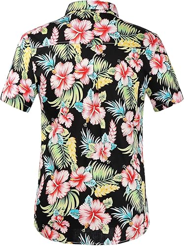 Miniatura 2 de Camisa hawaiana para hombre, camisas de playa para hombre, camisas tropicales de manga corta, floral, casual, con botones