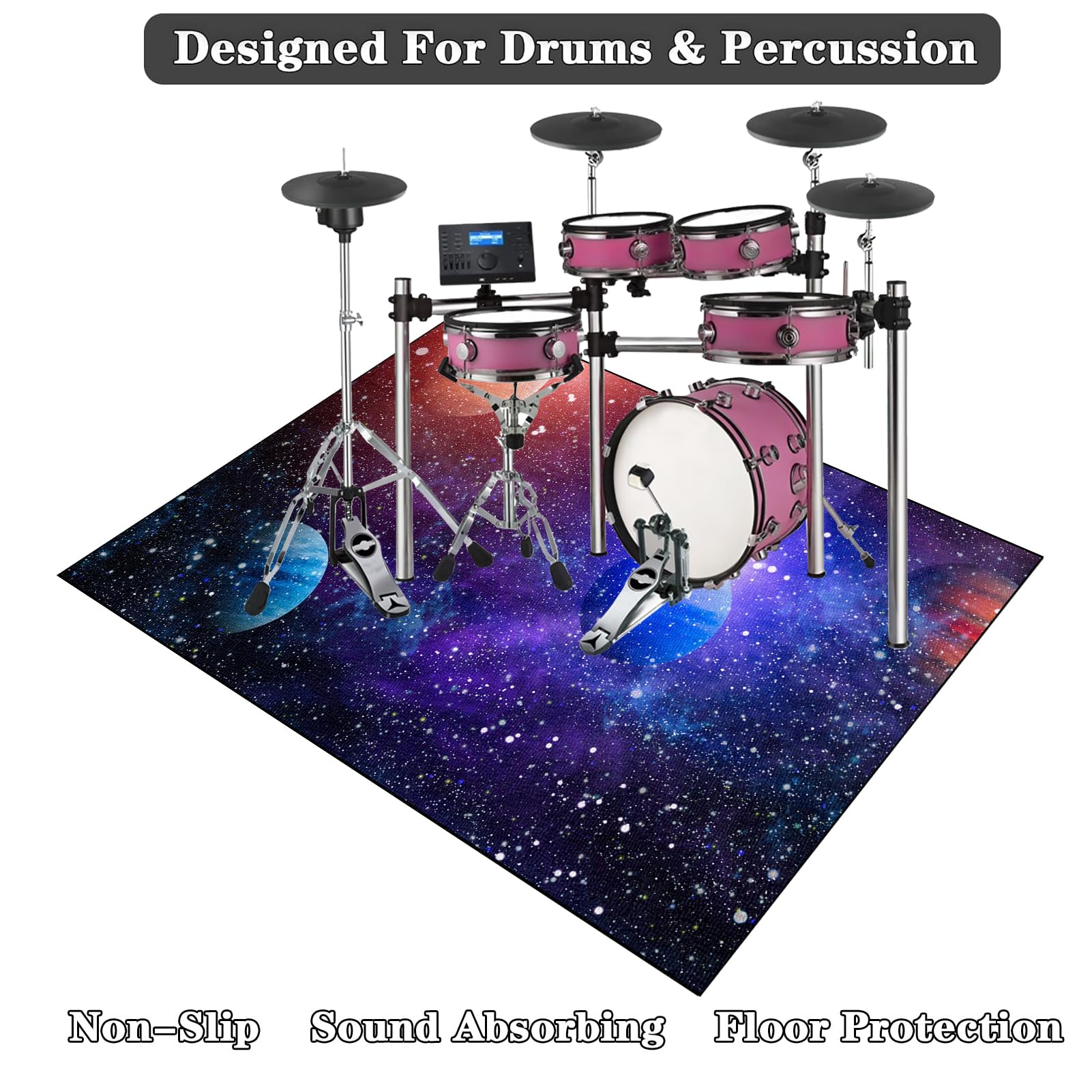 Alfombras Acusticas Alfombra para Bateria Electronica 160 x 150 cm Alfombrillas Insonorizada Antideslizantes para Baterías electrónicas Caja Bombo Baterías acústico Tambor Instrumentos Musicales