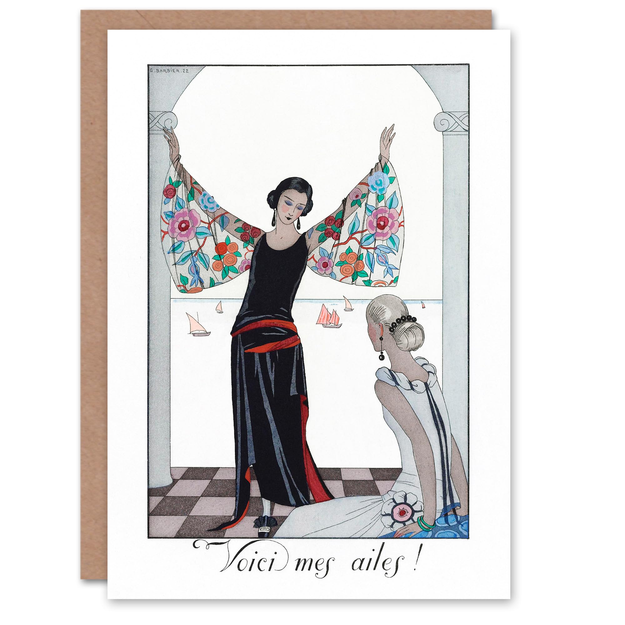 Artery8 George Barbier Art Card Here Are My Wings Vintage Fashion Advert