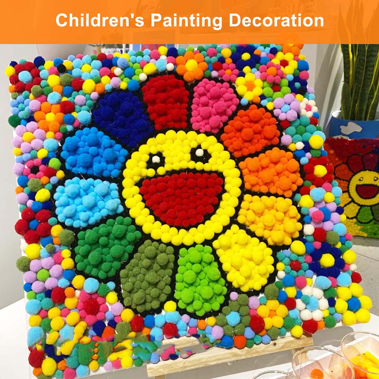 100 Pompons Artisanat 4cm - Pompons Colorés En Tissu Pour Loisirs Créatifs, Décorations Fêtes Et Bricolage