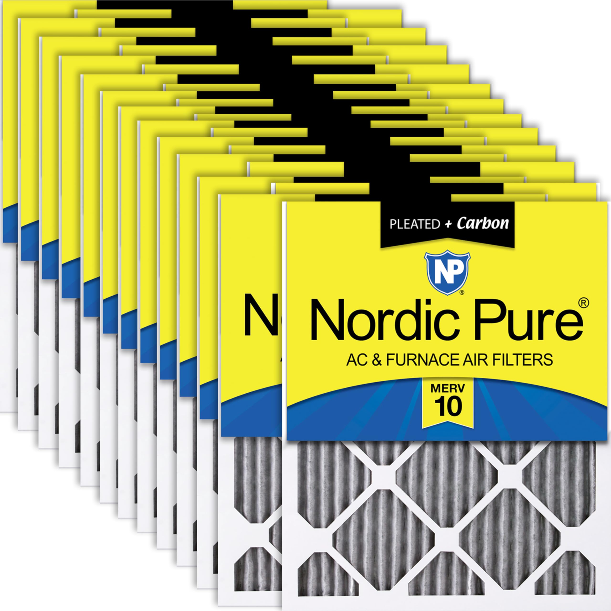 Nordic Pure 10x20x1 Pleated MERV 10 Plus Carbon Air Filters 24 Pack