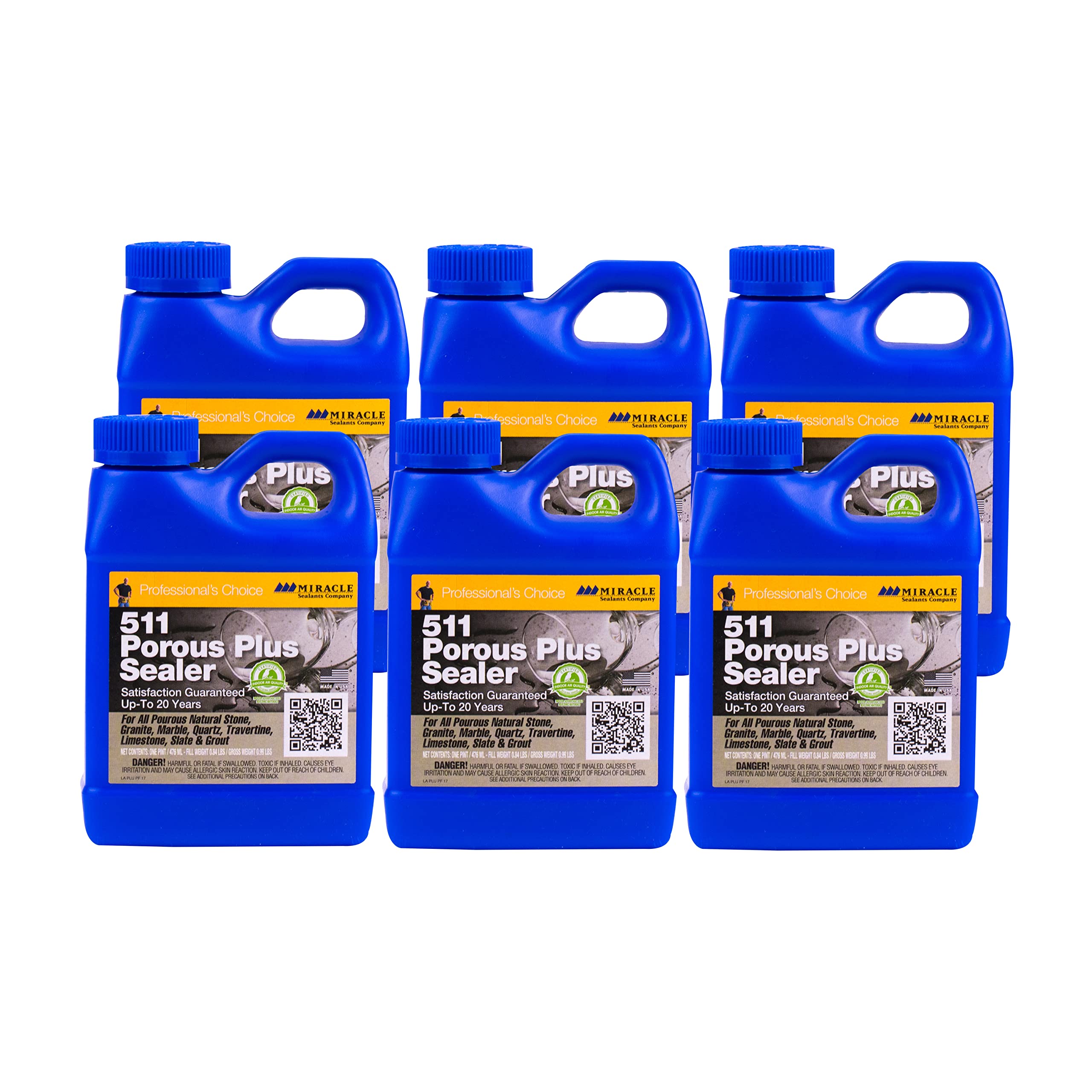 Miracle SealantsPLUSPT6 511 Porous Plus Penetrating Sealers, Pint (6 Pack), Clear