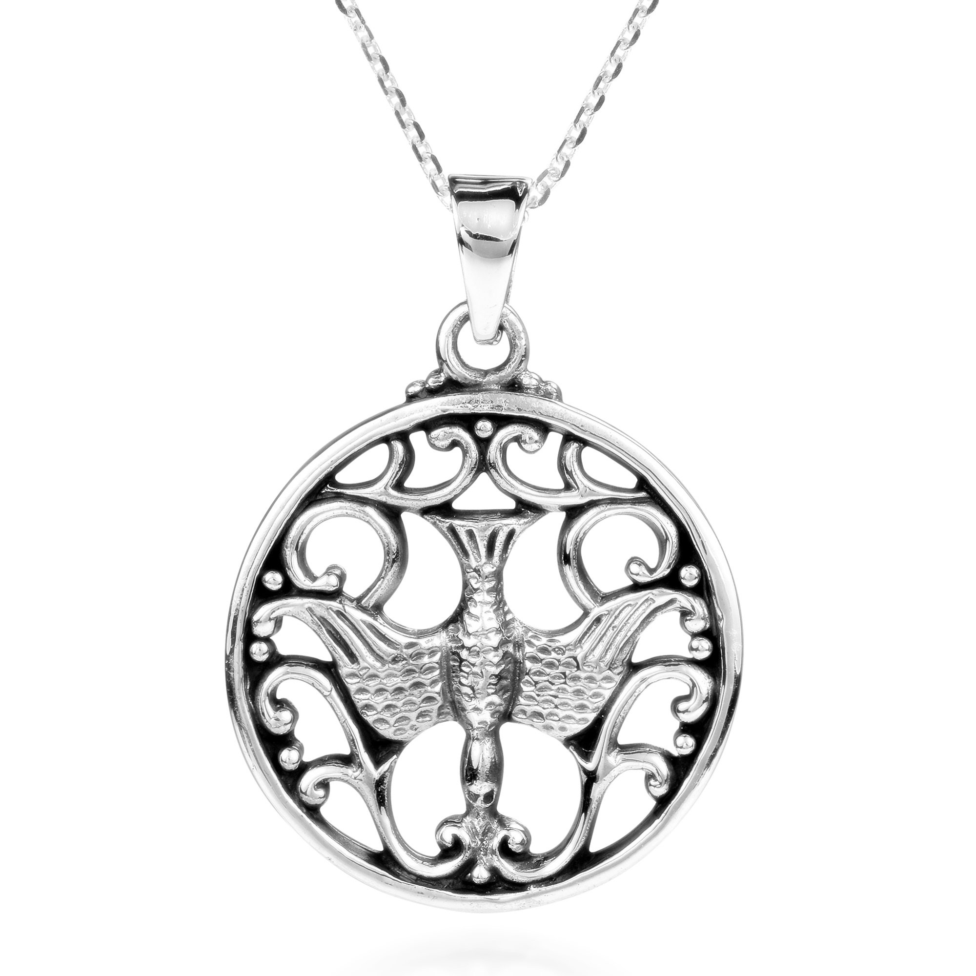 AeraVida Peace Dove Holy Spirit .925 Sterling Silver Pendant Necklace | Tiny Sterling Silver Necklace | Casual Sterling Silver Necklace for Women | Sterling Silver Necklace