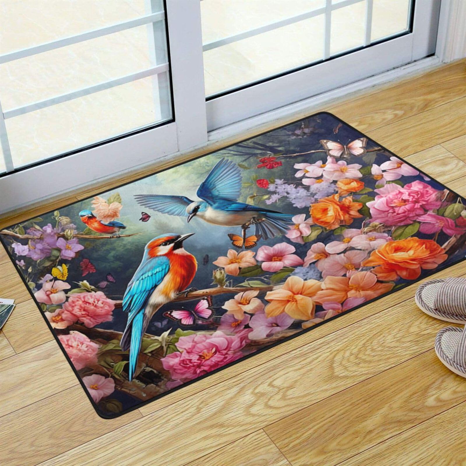 UMIRIKO Birds Butterfly Flowers Spring Kitchen Rug Mats Anti Fatigue Non Slip Mats Kitchen Mats for Floor Kitchen Decor 36x24 Inch 202a6382