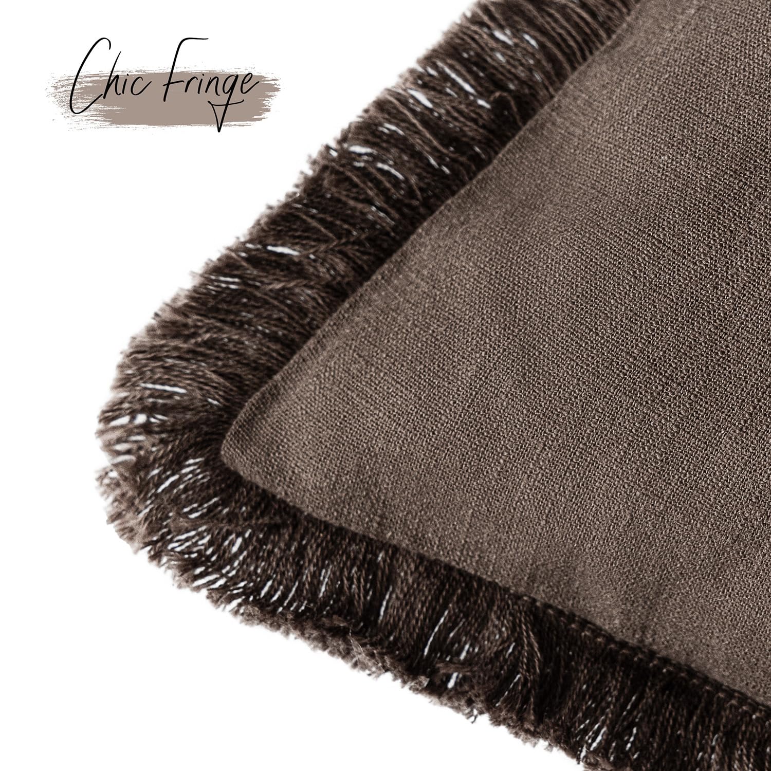 Foindtower, Set of 2 Decorative Boho Farmhouse Style Linen Fringe Throw Pillow Covers with Tassels, for Couch Sofa, Bed - Image 3