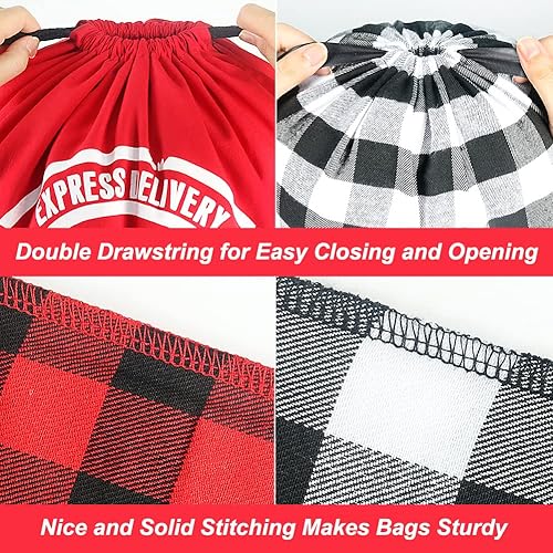 Miniatura 4 de HRX Package Bolsas grandes de tela para regalo de Navidad, 4 bolsas de tela reutilizables con cordón para envolver regalos de Navidad