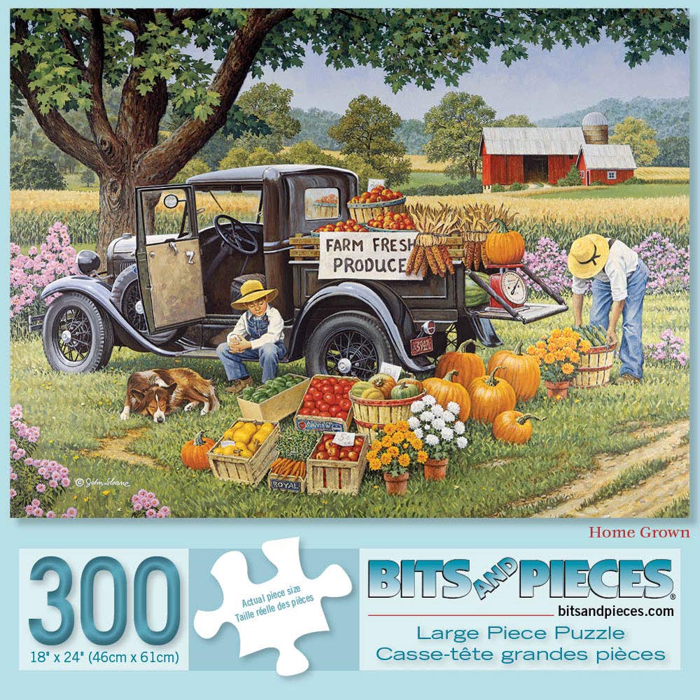 Bits and Pieces – Large 300 Piece Jigsaw Puzzle for Adults – Fall on The Farm’ – by Artist John Sloane, Completed Puzzle Size: 18" x 24"