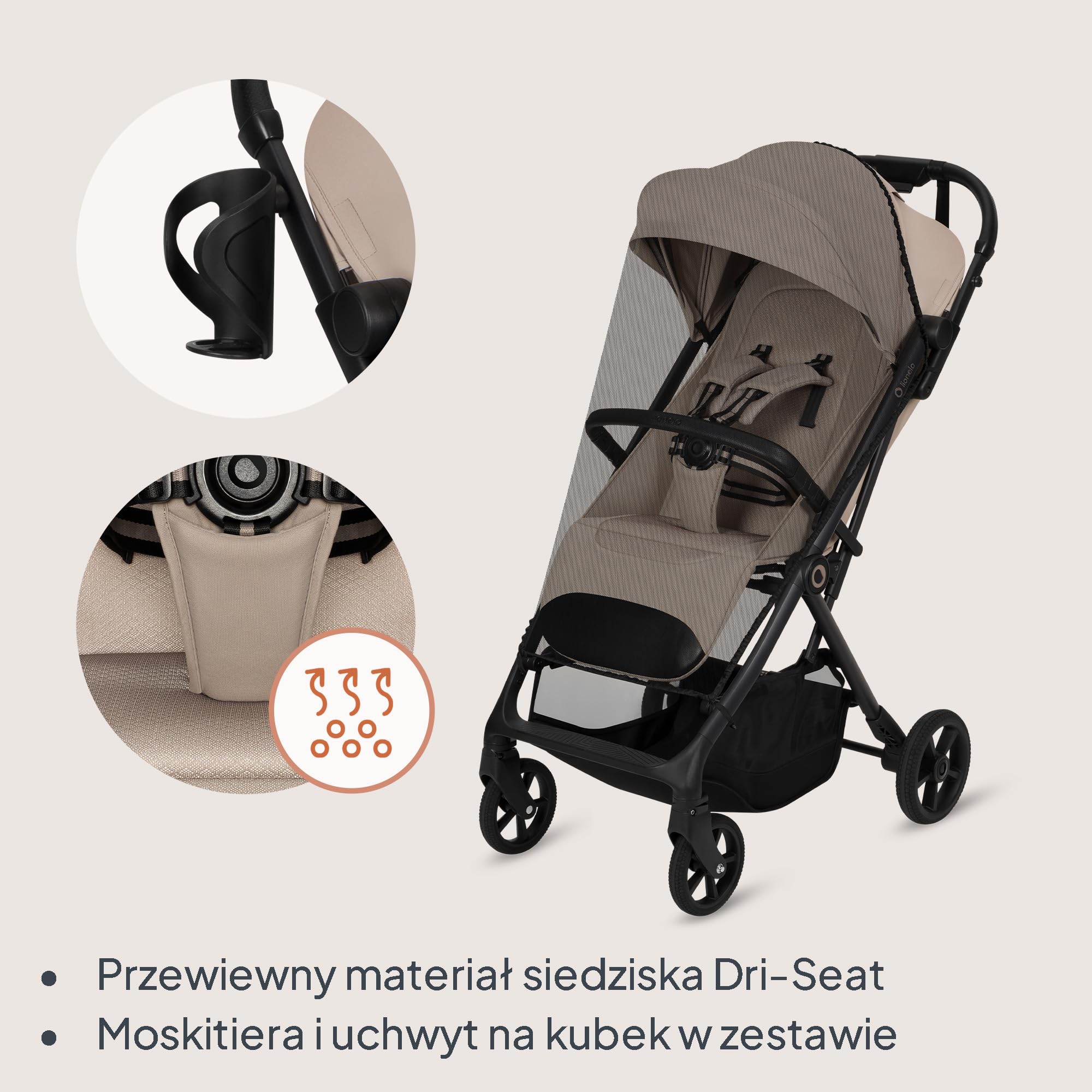Lionelo Tansi wózek podróżny do 22 kg, 6 miesięcy – 4 lata, kompaktowy, składany jedną ręką, kółka GravelTech, pozycja leżenia 92 cm, osłona z ochroną UPF50+, wodoszczelny, kosz do 3 kg
