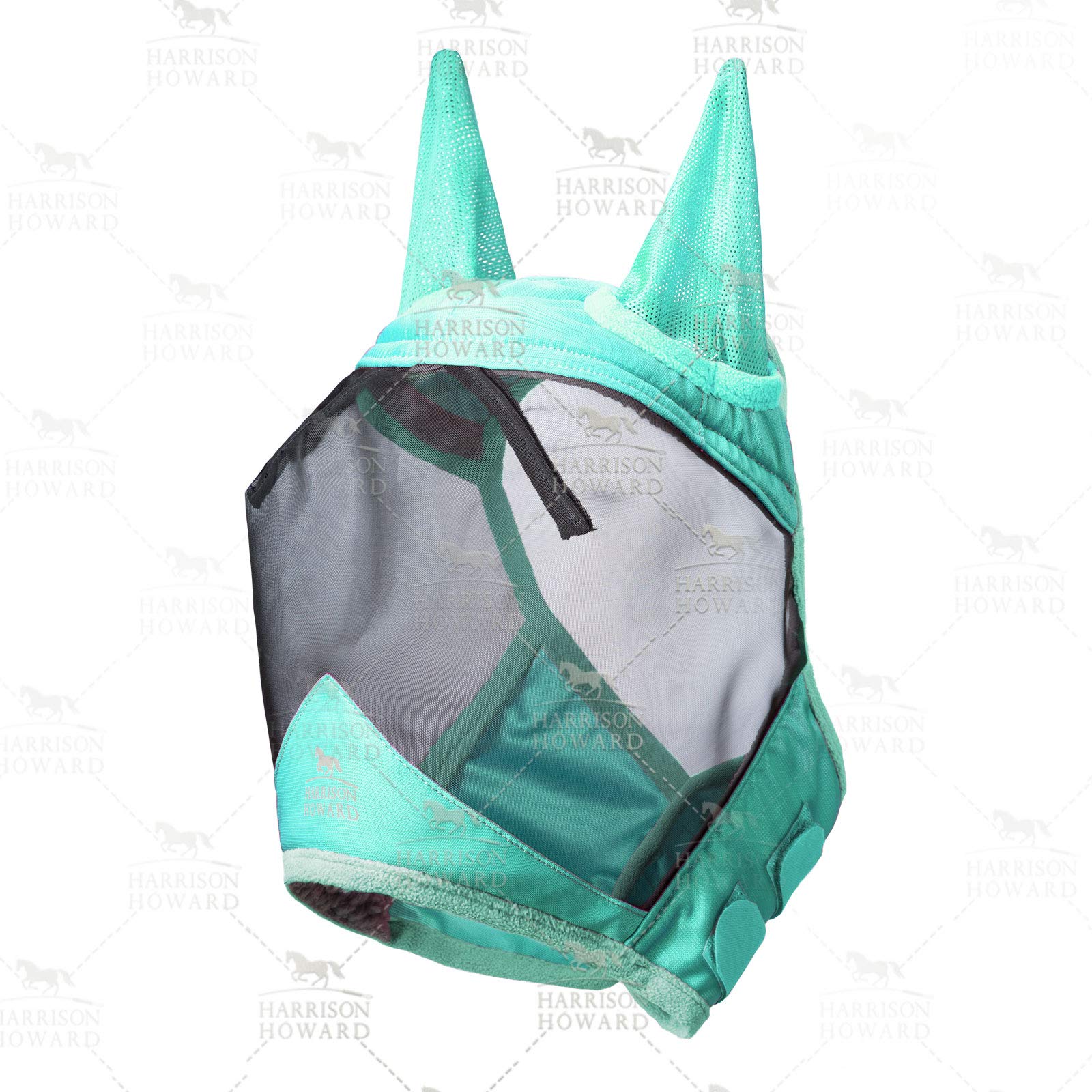 Harrison Howard CareMaster Pro Luminous Horse Fly Mask Standard with Ears UV Protection for Horse Summer Mint Full Size