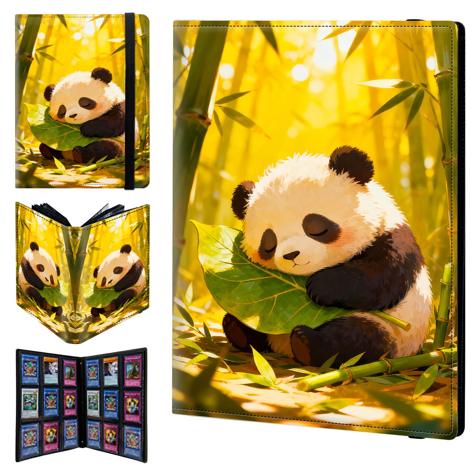 9 Pocket Trading Card Binder 720 Side Loading Pocket Album with Panda in Forest Pattern Design Card Binder for Sports Cards & Game Cards — image 1