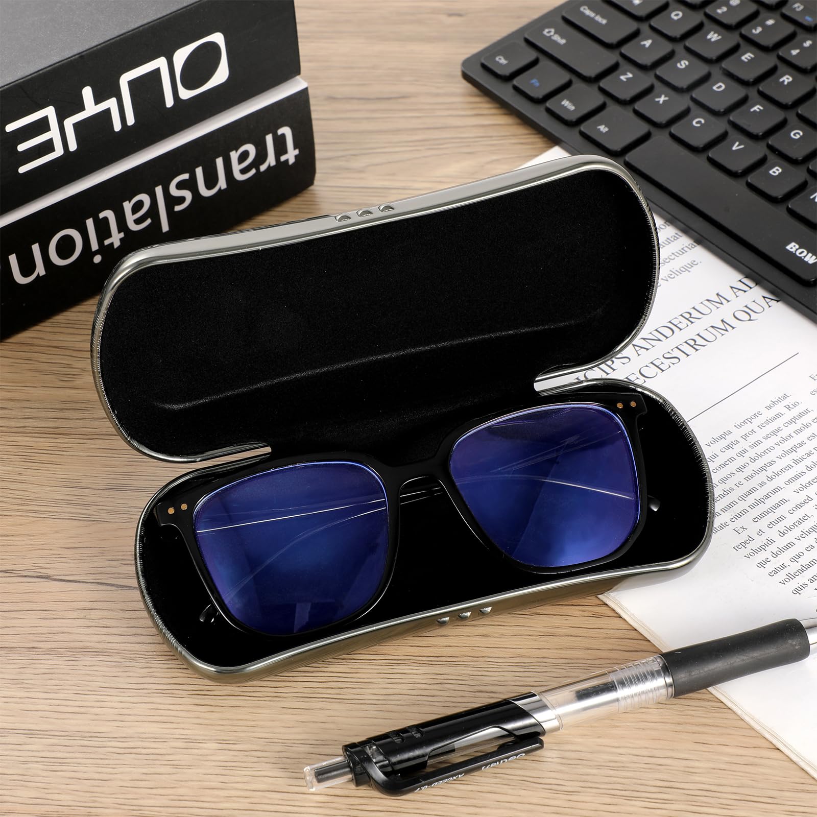 Hifot Twarde etui na okulary, aluminiowe etui na okulary, metalowe pudełko na okulary, etui na okulary dla mężczyzn, kobiet, dzieci, etui na okulary przeciwsłoneczne, Szaro-zielony, rozmiar
