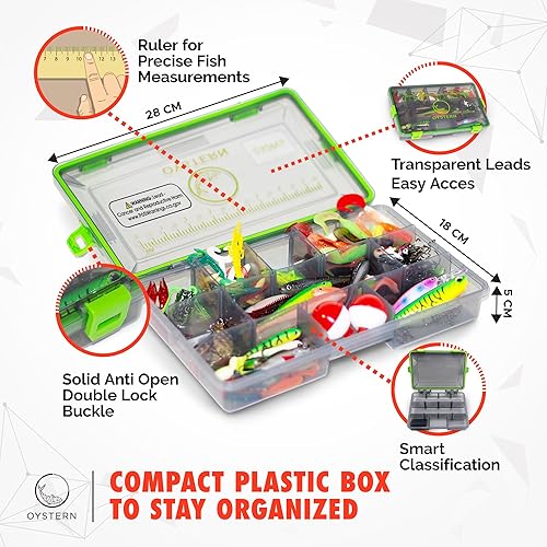 Miniatura 8 de Oystern Kit de señuelos de pesca de lubina, organizadores y almacenamiento de cajas de aparejos de pesca, incluye señuelos de pesca, cebos