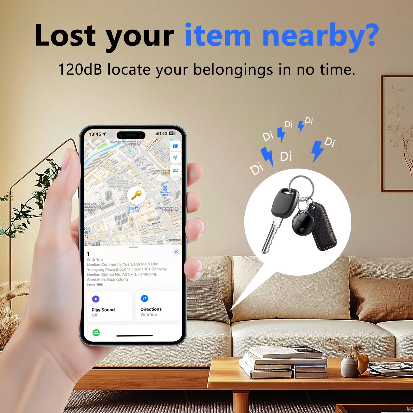 Air Tracker Tag 4 pezzi Nero,Gps Tracker Funziona Bluetooth Trova oggetti Compatibile con Apple Dov'è (solo iOS) Localizzatore Chiavi per Borse, Bagagli, Zaini, Batteria Sostituibile