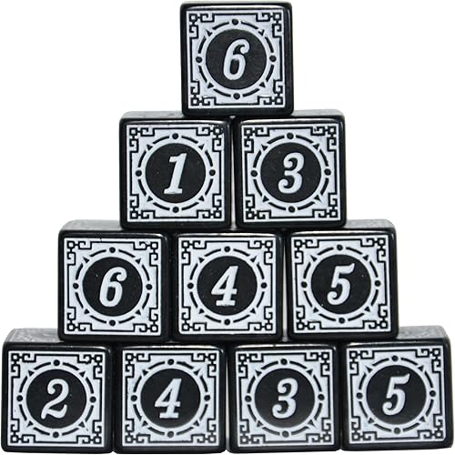 Paquete de 10 dados D6 de seis lados de 0.630 in para DND MTG PRG Wow juego de mesa para enseñanza de matemáticas (letra blanca)