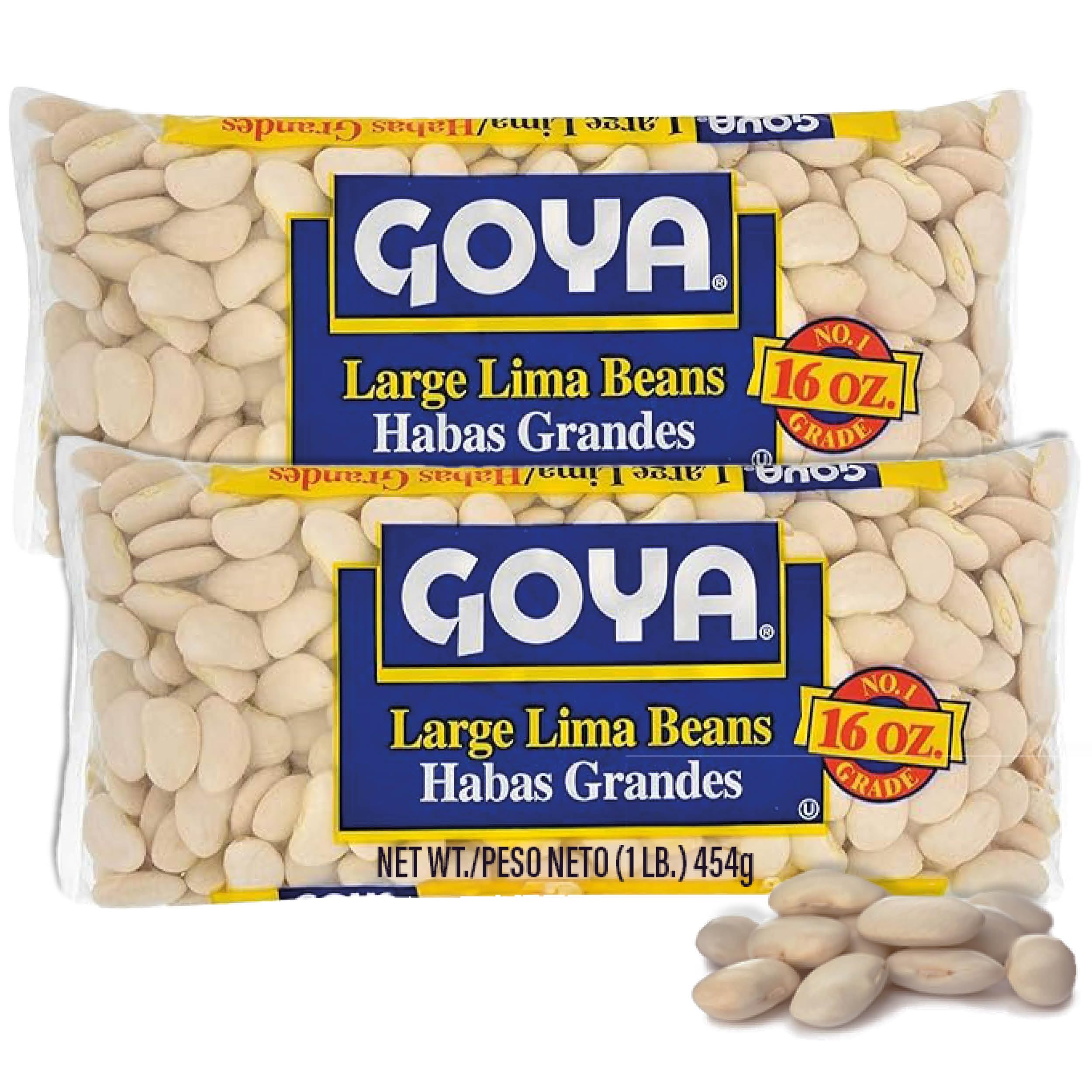 Large Lima Beans by Goya, Butter Beans, Whole Dried Beans, Gigante Beans, Rich in Fiber, Nutritious and Versatile, 16oz. Bag (Pack of 2)