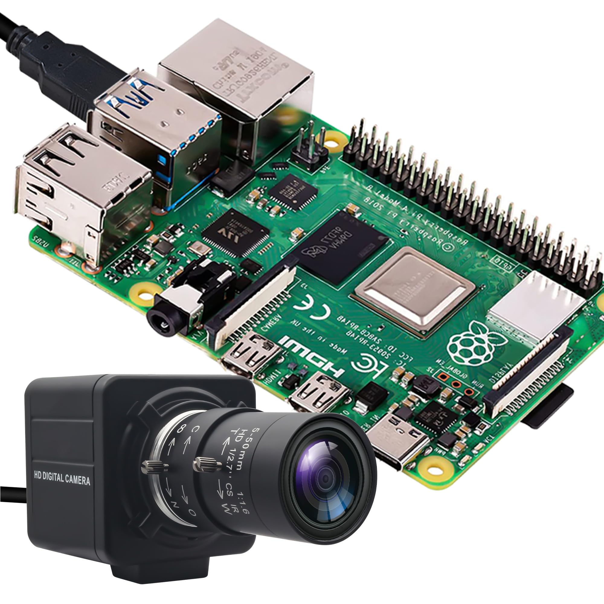 SVPRO 16MP USB Kamera mit Manuellem 5-50mm Objektiv, 10 Fach Optischem Zoom Webcam für PC Laptop, 4656x3496, IMX298 Sensor, UVC Industrielle Bildverarbeitungs Kamera für Windows,Linux,MacOS,Android