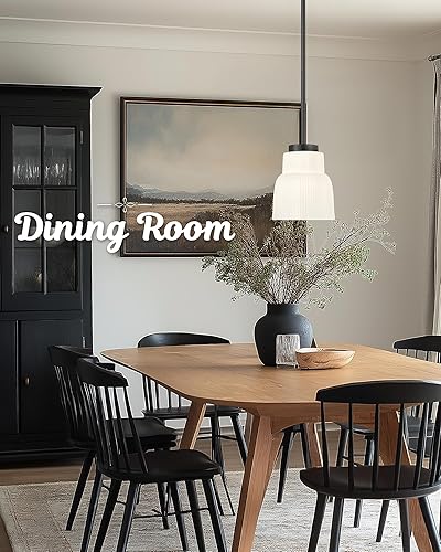 Miniatura 7 de FEMILA Lámpara colgante negra de 6.7 pulgadas, iluminación colgante para isla de cocina, lámparas vintage de vidrio de leche para dormitorio, hotel,